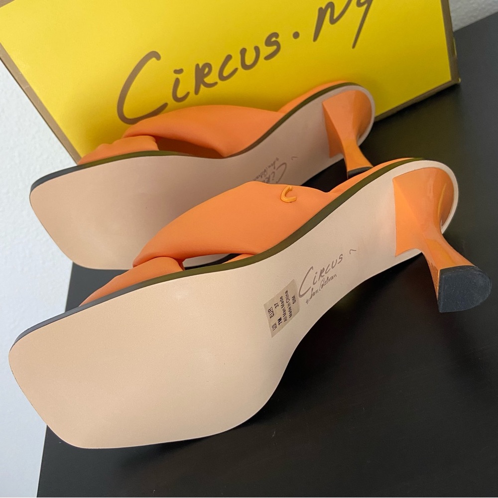 NIB Circus Sam Edelman Orange Sim Square Toe Heel Sandal - Picture 7 of 8